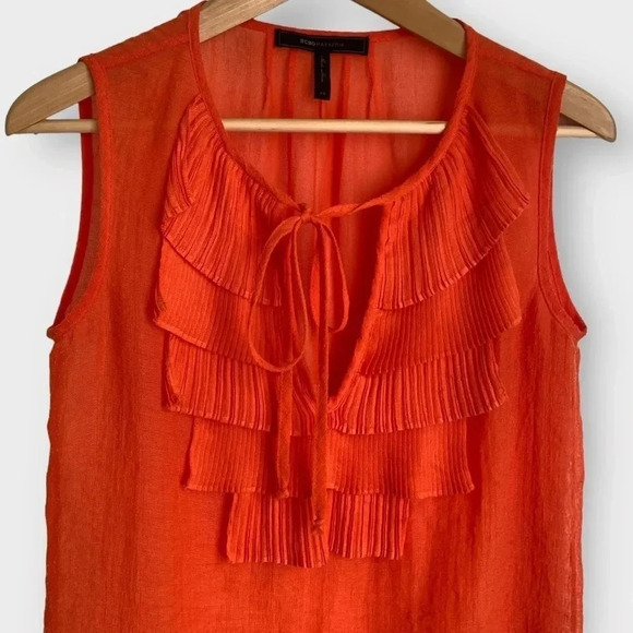 BCBGMAXAZRIA Nettie Sleeveless Ruffle Blouse - Picture 2 of 7